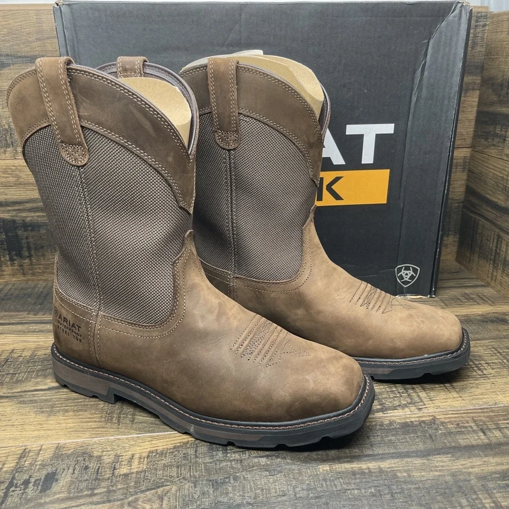 Ariat Groundbreaker H2O Wide Square Toe Steel Toe Palm Brown  Men's Sz 12EE